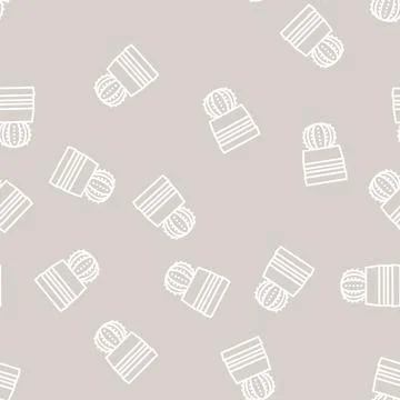 Succulent plant line seamless pattern 库存插图