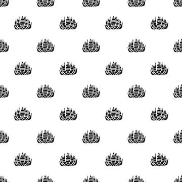 Succulent plant repeating pattern black and white illustration Stock Illustration