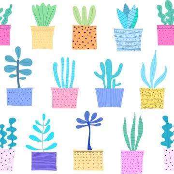 Succulent plant seamless pattern background. Vector illustration for fabric a Stock Illustration