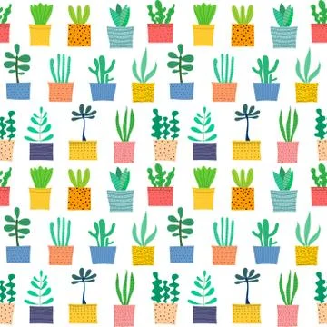 Succulent plant seamless pattern background. Vector illustration for fabric a Stock Illustration