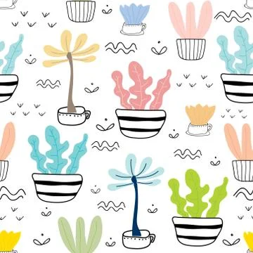 Succulent plant seamless pattern background. Vector illustration for fabric a Stock Illustration