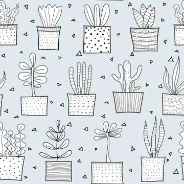 Succulent plant seamless pattern background. Vector illustration for fabric a Stock Illustration