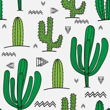 Succulent plant seamless pattern background. Vector illustration for fabric a Stock Illustration