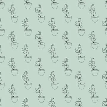 Succulent plant seamless pattern with simple and beautiful scandinavian backg Stock Illustration
