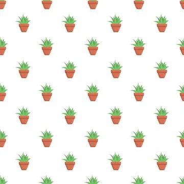 Succulent plants in pots seamless pattern background Stockillustratie