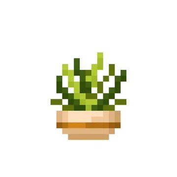 Succulent tree stitch pattern. Pixel mini cactus image. Vector illustration.  스톡 일러스트