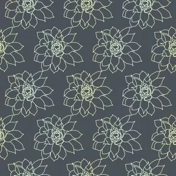 Succulents gradient line pattern Illustrazione stock