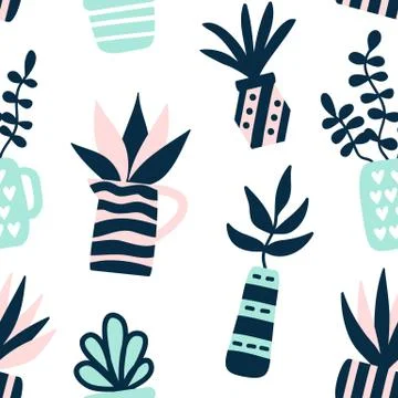 Succulents plants seamless pattern Stock Illustration