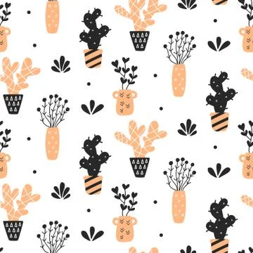 Succulents plants seamless pattern Stock Illustration