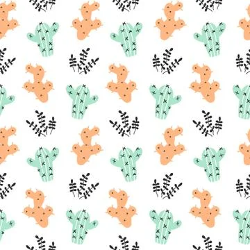Succulents plants seamless pattern Stock Illustration