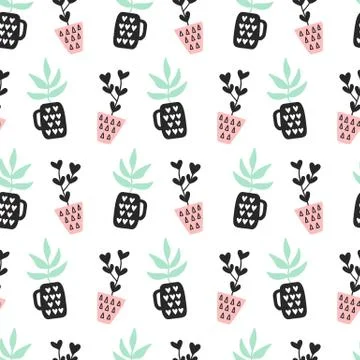 Succulents plants seamless pattern 스톡 일러스트