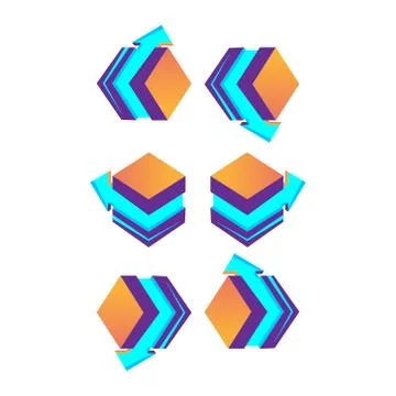 Such 3d cubes purple with arrow, logo design. Vector illustration Stock Illustration