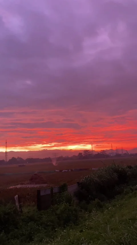 Such a beautiful twilight on the edge of the road Stock Footage 227974548