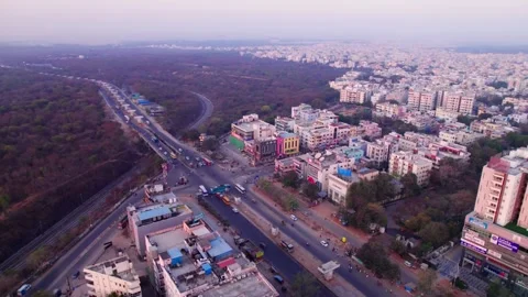 Suchitra circle with Hyderabad Metropolitan Development Authority Urban Forest Stock Footage 305536333