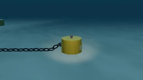 Suction anchor top valve and stiffener ribs wide shot loop Stock Footage 344651615