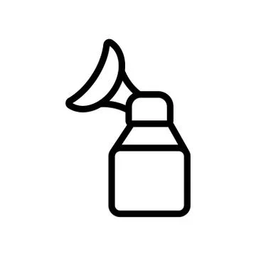 Suction cup with breast pump unit icon vector outline illustration Stock Illustration