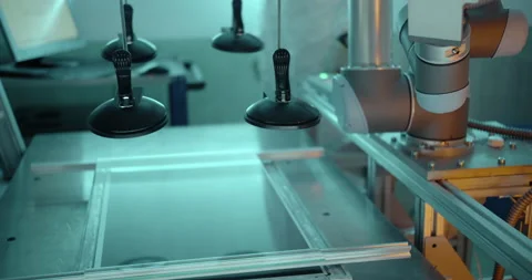 Suction cups goes down on monitor's glass in laboratory Stock Footage 232908475