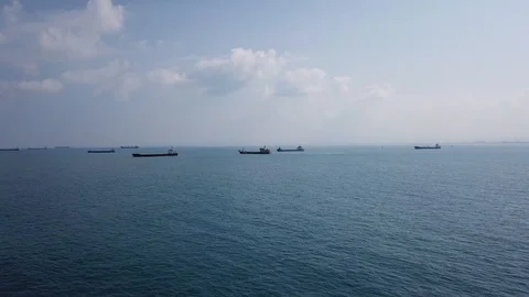 Suction Dredger ship working near the port Stock Footage 111892470