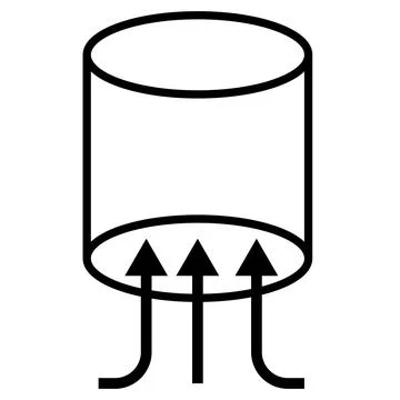 Suction icon. hot or cold air sucker pipe or tube. three arrows symbolizing. Stock-Illustration