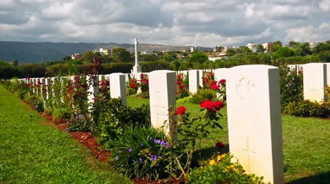 Suda Bay World War II Cemetery in Crete Stock Footage 58289132