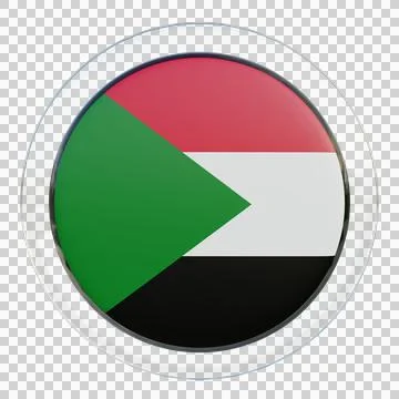 Sudan 3d illustration flag on pole. Wood flagpole Stock Illustration