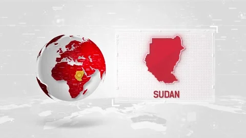 Sudan 4K Tech Map Beside Globe On White Background Stock Footage 338240913