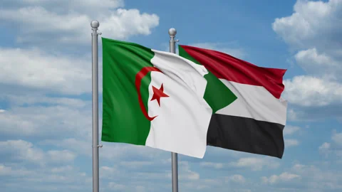 Sudan and Algeria two flags Stock Footage 269316100