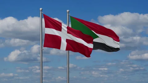 Sudan and Denmark two flags Stock Footage 280240777