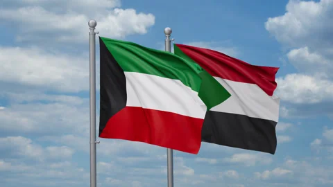 Sudan and Kuwait two flags Stock Footage 269322288