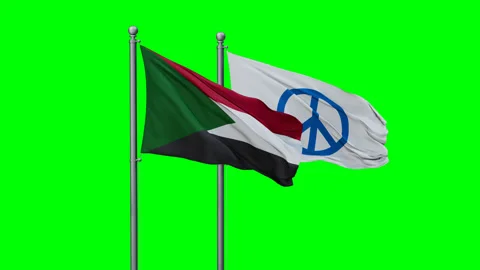 Sudan and Peace two flags Stock Footage 293736293