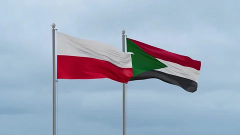 Sudan and Poland flag Stock Footage 252429072
