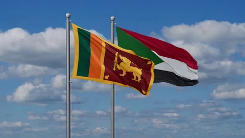 Sudan and Sri Lanka two flags Stock Footage 284805013
