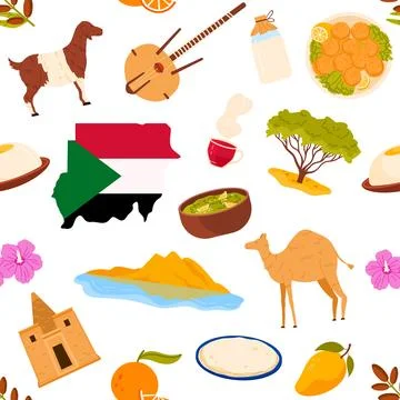 Sudan Culture Seamless Pattern Vector Art Illustrazione stock