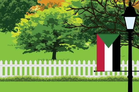 Sudan Day Trees Lamp Vector Illustration Stock-Illustration