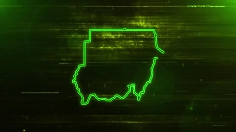Sudan Digital Futuristic Glitch Map Video stock 333624063