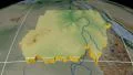 Sudan extruded. Bumps shaded. Graticule. 4k or 4k+ Resolution