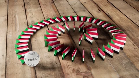 Sudan Flag - Affected by Inflation Stock-Footage 321521206