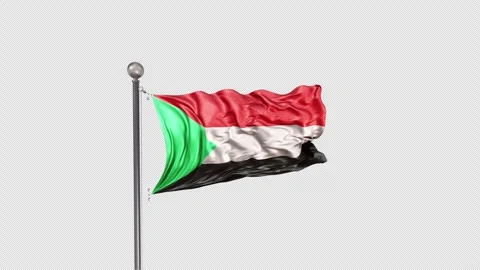Sudan Flag  Animation Loop Include Alpha 3D Rendering Video stock 283005166