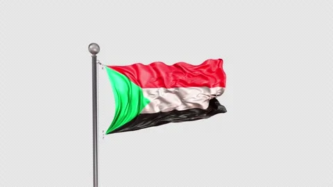 Sudan Flag  Animation Loop Include Alpha 3D Rendering Video stock 312106068