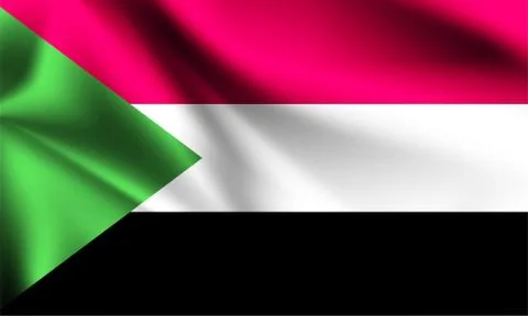 Sudan flag blowing in the wind. part of a series. Sudan waving flag. Stock Illustration