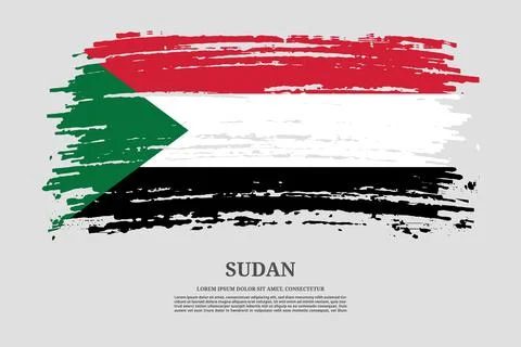 Sudan flag with brush stroke effect and information text poster, vector Stock Illustration