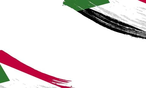 Sudan Flag with Brush Stroke Effect, Grunge brush stroke. Watercolor painti.. Stock Illustration