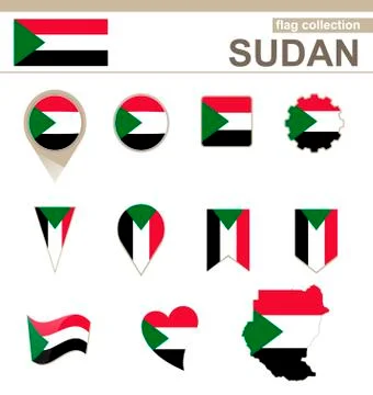 Sudan Flag Collection Stock Illustration
