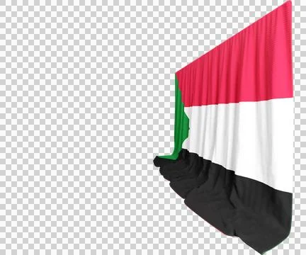Sudan Flag Curtain in 3D Rendering called Flag of Sudan Stock Illustration