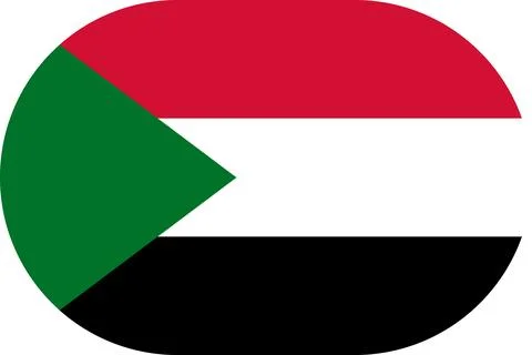 Sudan flag in flat oval design Illustrazione stock