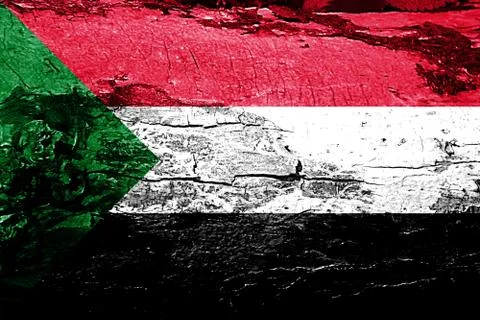 Sudan flag with grunge texture Stock Illustration