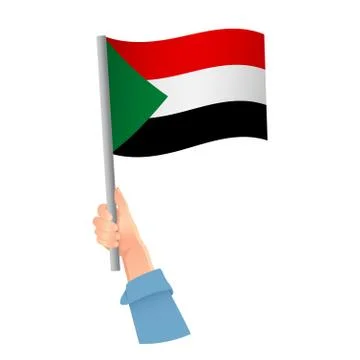 Sudan flag in hand icon Stock Illustration