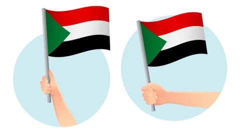 Sudan flag in hand icon Illustrazione stock