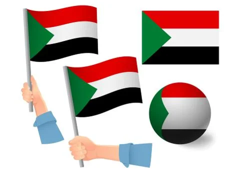 Sudan flag in hand icon Stock Illustration