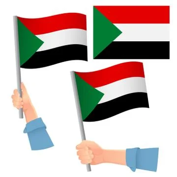 Sudan flag in hand set Stock Illustration